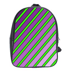 Purple And Green Lines School Bags(large) 