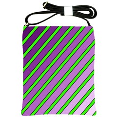 Purple And Green Lines Shoulder Sling Bags