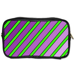 Purple And Green Lines Toiletries Bags 2-side