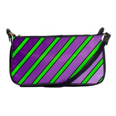 Purple And Green Lines Shoulder Clutch Bags