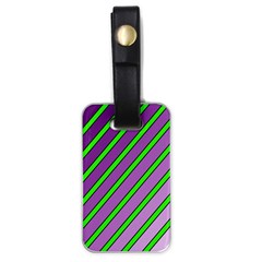 Purple And Green Lines Luggage Tags (one Side) 