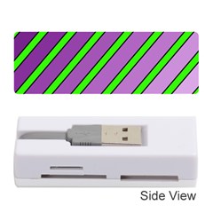 Purple And Green Lines Memory Card Reader (stick)  by Valentinaart