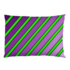 Purple And Green Lines Pillow Case (two Sides) by Valentinaart