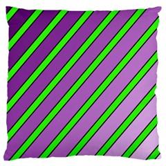 Purple And Green Lines Large Cushion Case (two Sides) by Valentinaart