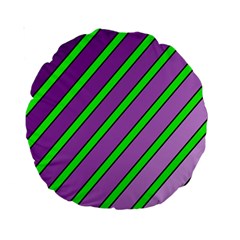 Purple And Green Lines Standard 15  Premium Round Cushions