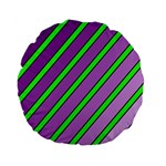 Purple and green lines Standard 15  Premium Round Cushions Front