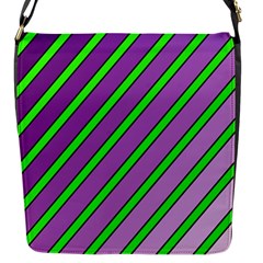 Purple And Green Lines Flap Messenger Bag (s)