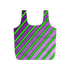 Purple And Green Lines Full Print Recycle Bags (s)  by Valentinaart