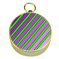 Purple And Green Lines Gold Compasses by Valentinaart