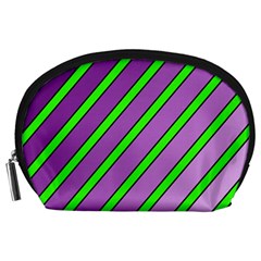 Purple And Green Lines Accessory Pouches (large) 