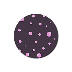 Pink Bubbles Rubber Coaster (round)  by Valentinaart