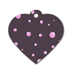 Pink Bubbles Dog Tag Heart (one Side) by Valentinaart