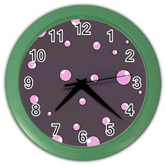 Pink Bubbles Color Wall Clocks by Valentinaart