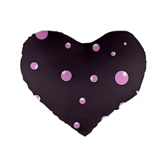 Pink Bubbles Standard 16  Premium Heart Shape Cushions