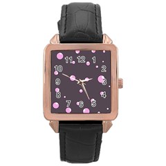 Pink Bubbles Rose Gold Leather Watch 