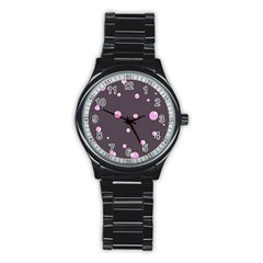 Pink Bubbles Stainless Steel Round Watch