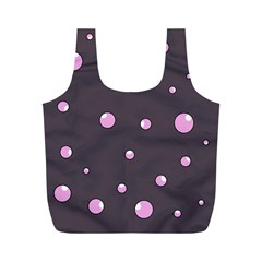 Pink Bubbles Full Print Recycle Bags (m)  by Valentinaart