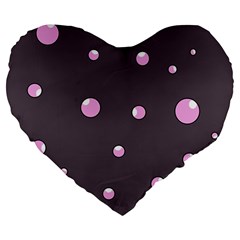 Pink Bubbles Large 19  Premium Flano Heart Shape Cushions by Valentinaart