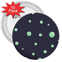 Green Bubbles 3  Buttons (10 Pack) 