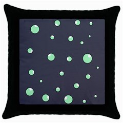 Green Bubbles Throw Pillow Case (black)