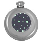 Green bubbles Round Hip Flask (5 oz) Front