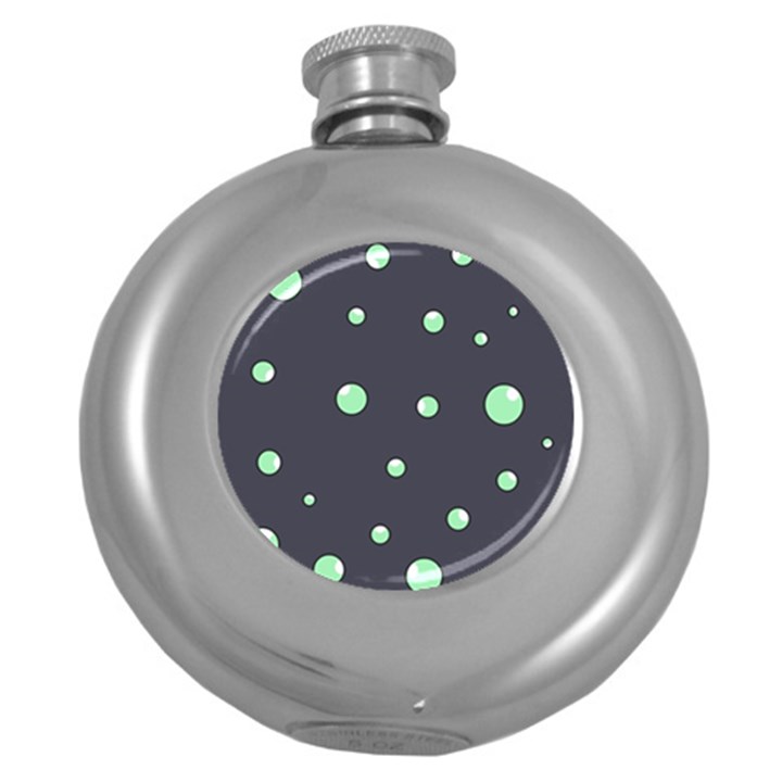 Green bubbles Round Hip Flask (5 oz)