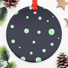 Green Bubbles Round Ornament (two Sides) 