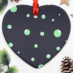 Green Bubbles Heart Ornament (2 Sides) by Valentinaart