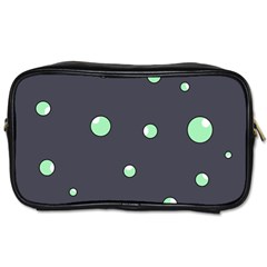 Green Bubbles Toiletries Bags by Valentinaart