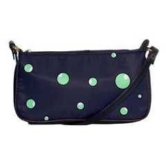 Green Bubbles Shoulder Clutch Bags by Valentinaart