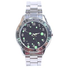 Green Bubbles Stainless Steel Analogue Watch by Valentinaart