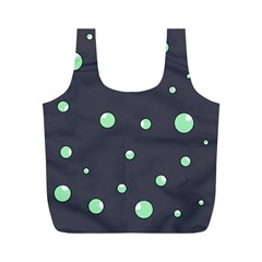 Green Bubbles Full Print Recycle Bags (m)  by Valentinaart