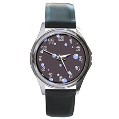 Blue Bubbles Round Metal Watch