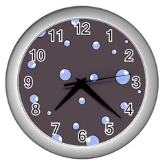 Blue Bubbles Wall Clocks (silver) 