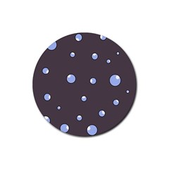 Blue Bubbles Rubber Coaster (round)  by Valentinaart