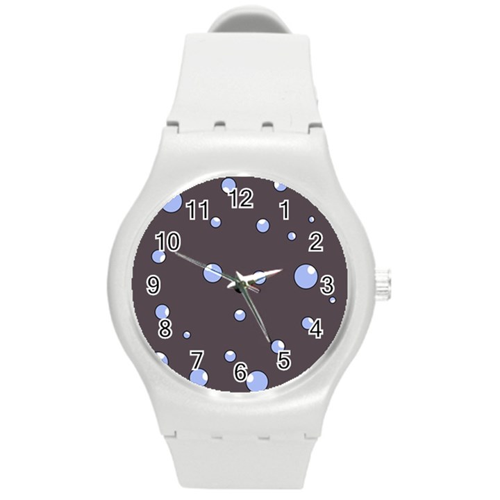 Blue bubbles Round Plastic Sport Watch (M)