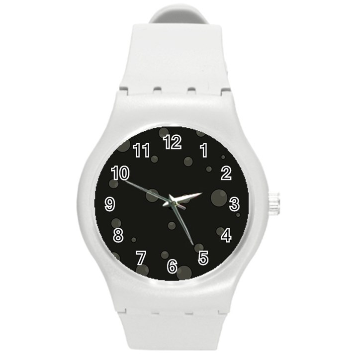 Gray bubbles Round Plastic Sport Watch (M)