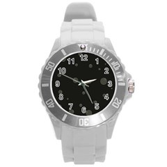 Gray Bubbles Round Plastic Sport Watch (l)