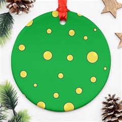 Yellow Bubbles Ornament (round)  by Valentinaart