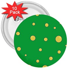 Yellow Bubbles 3  Buttons (10 Pack) 