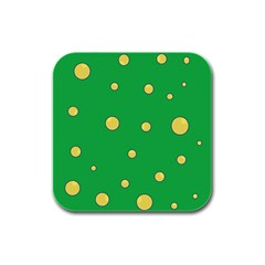 Yellow Bubbles Rubber Square Coaster (4 Pack) 