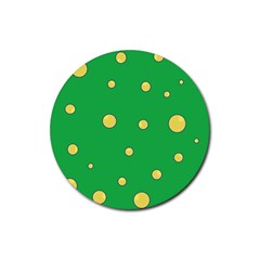 Yellow Bubbles Rubber Coaster (round)  by Valentinaart