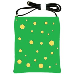 Yellow Bubbles Shoulder Sling Bags by Valentinaart