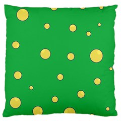 Yellow Bubbles Large Cushion Case (one Side) by Valentinaart