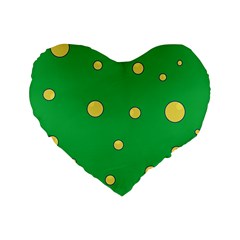 Yellow Bubbles Standard 16  Premium Heart Shape Cushions by Valentinaart