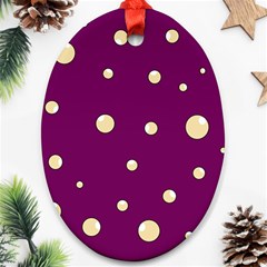 Purple And Yellow Bubbles Ornament (oval)  by Valentinaart