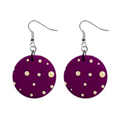 Purple And Yellow Bubbles Mini Button Earrings by Valentinaart