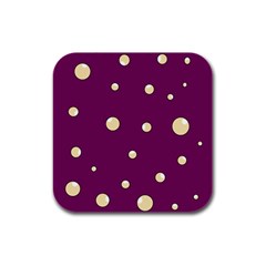 Purple And Yellow Bubbles Rubber Square Coaster (4 Pack)  by Valentinaart