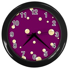 Purple And Yellow Bubbles Wall Clocks (black)