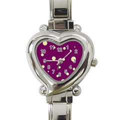 Purple And Yellow Bubbles Heart Italian Charm Watch by Valentinaart